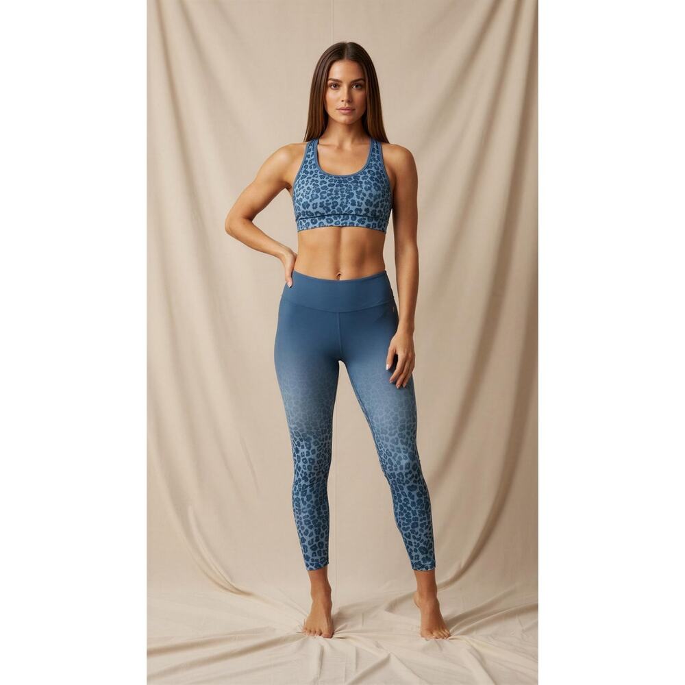 Good American Women's High Waist Ombre Leopard Leggings Size 6X Blue